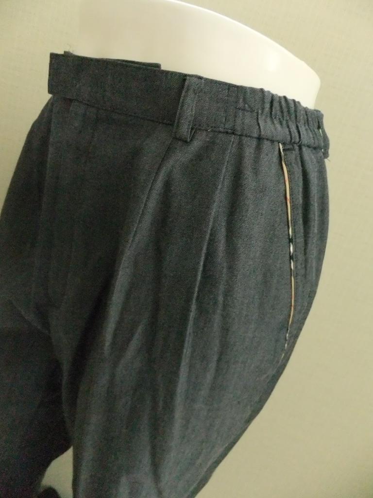 気質アップ バーバリーゴルフ パンツ 13号 杢グレー系 ポケットふちチェック レディースウェア
