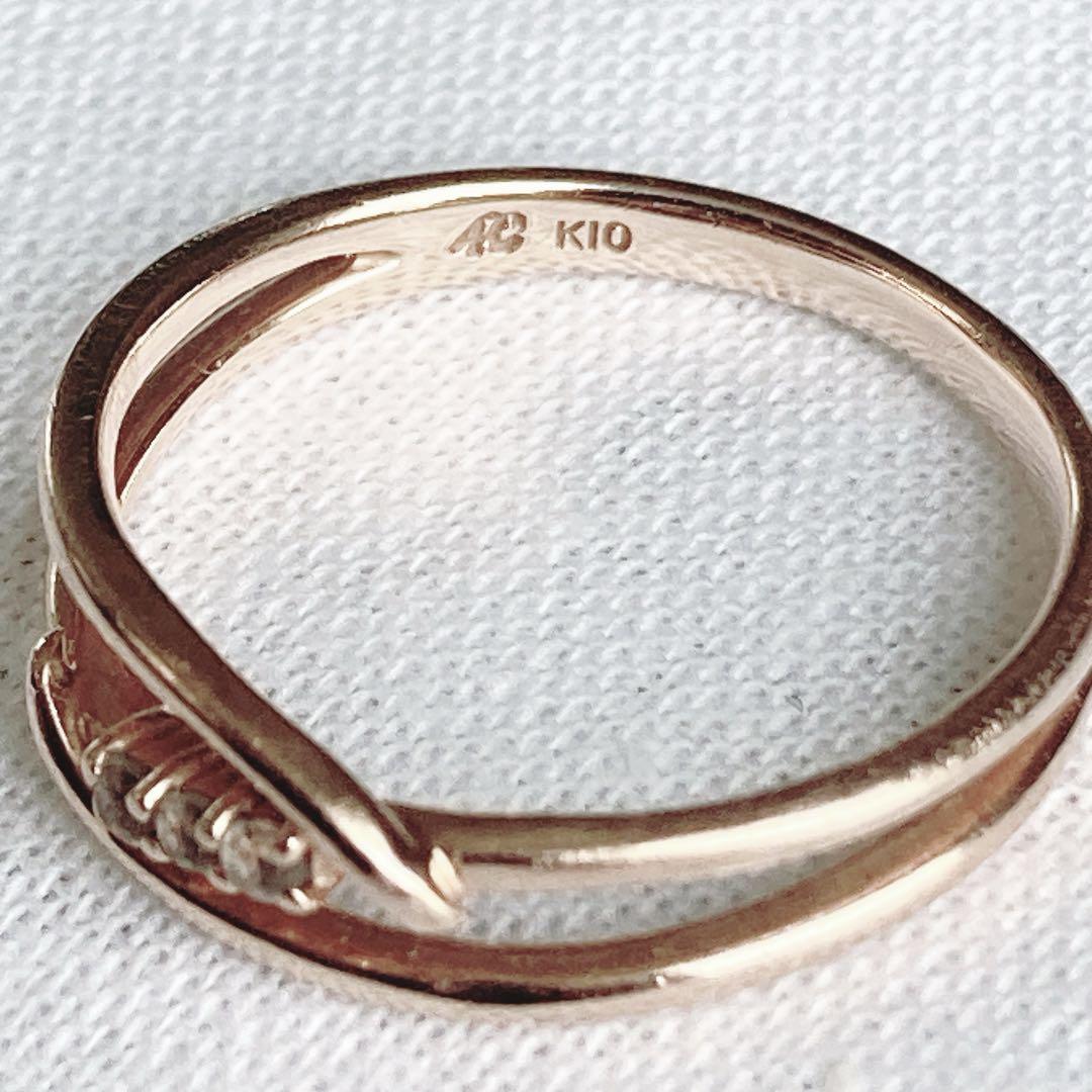 充実の品 美品 4℃ ウェーブデザインリング K10 ヨンドシー アクセサリー