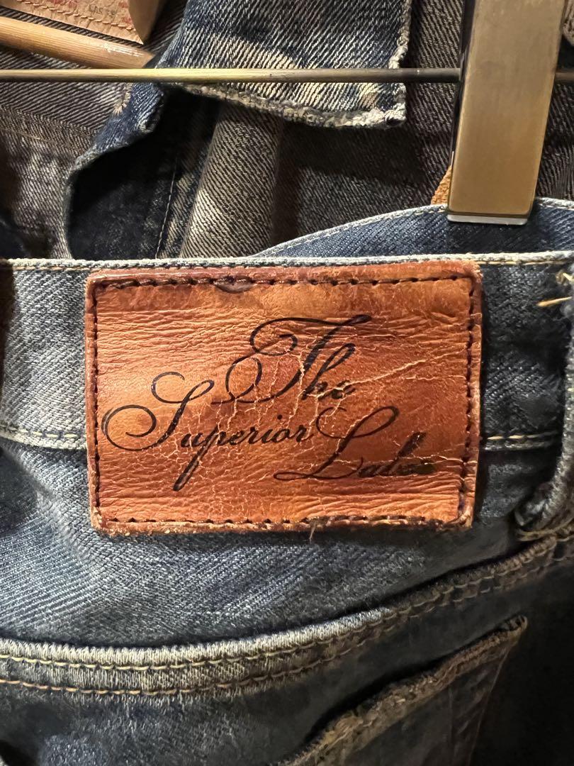 THE SUPERIOR LABOR デニムパンツ レザーサスペンダー　希少 THE SUPERIOR LABOR デニムパンツ レザーサスペンダー 希少