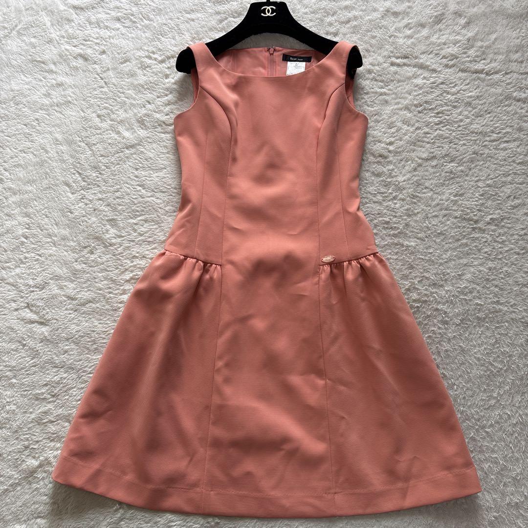 Rene basic ルネ　ノースリーブフレアワンピース　サーモンピンク