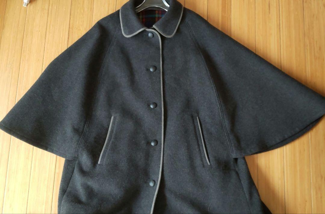 LODEN Frey  ウール混ケープコート チャコール  西ドイツ製 M〜L