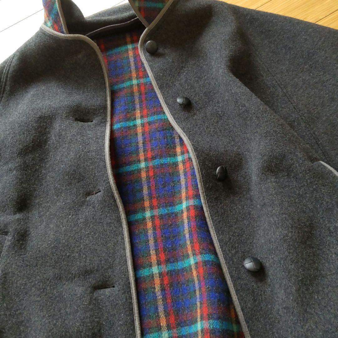 LODEN Frey  ウール混ケープコート チャコール  西ドイツ製 M〜L