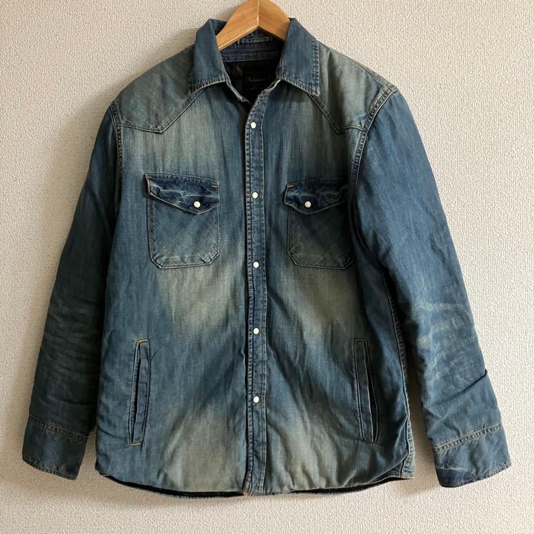 ナノユニバース 西川ダウン デニムシャツ ダウンジャケットL nano universe