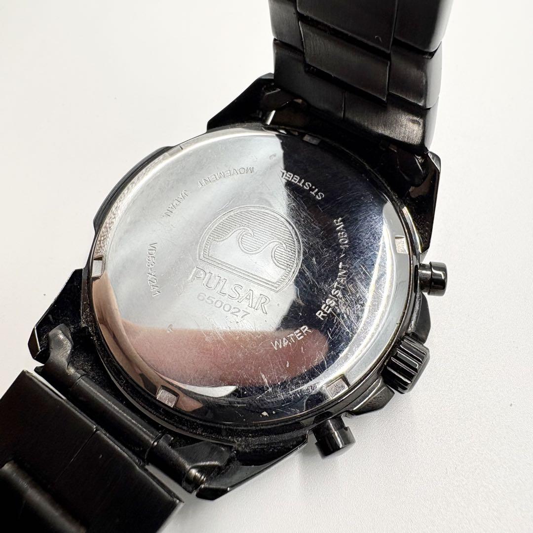 稼働品 SEIKO セイコー Pulsar 腕時計 クロノグラフ デイト 黒