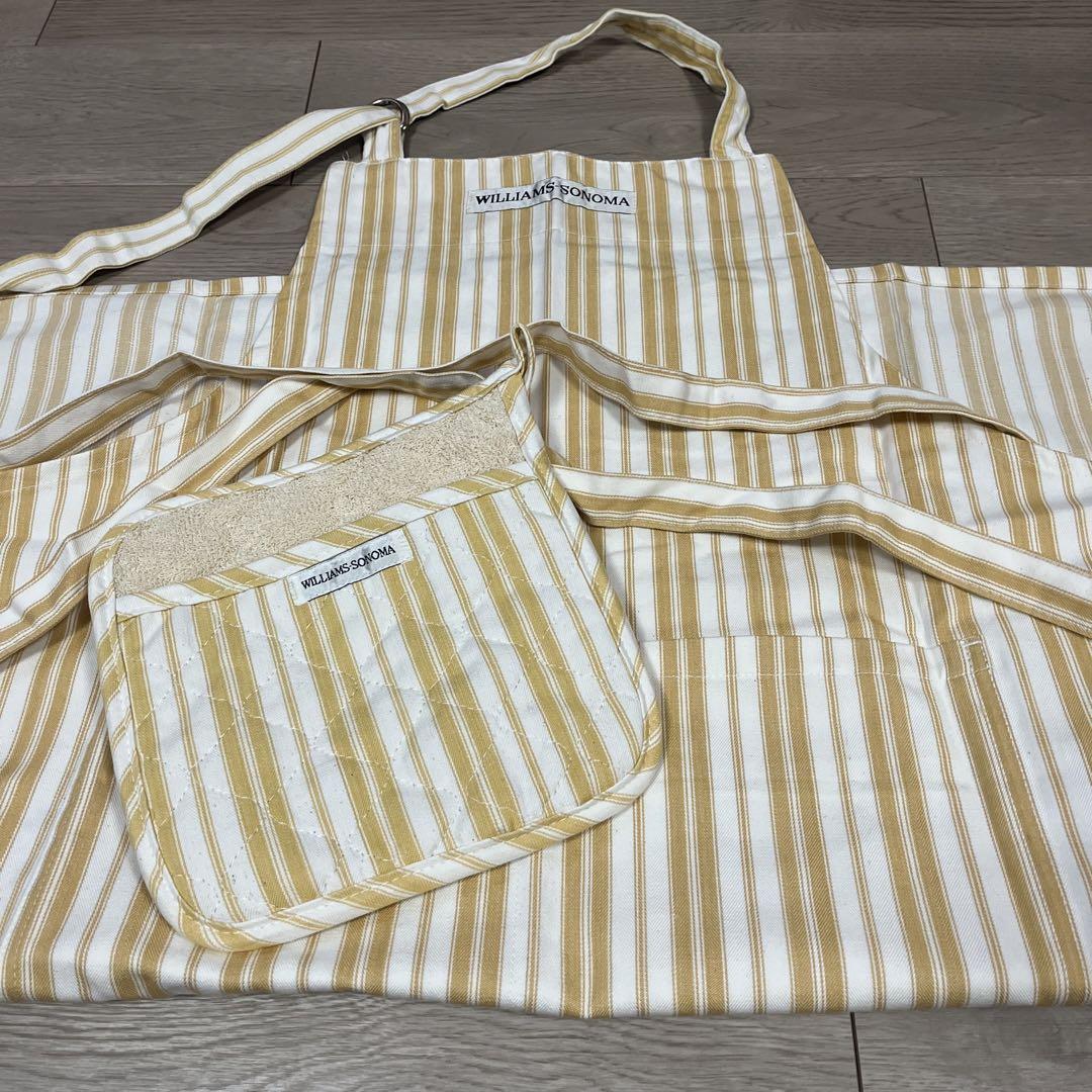 【お値下げ】Williams-Sonoma エプロン&鍋つかみ　イエロー