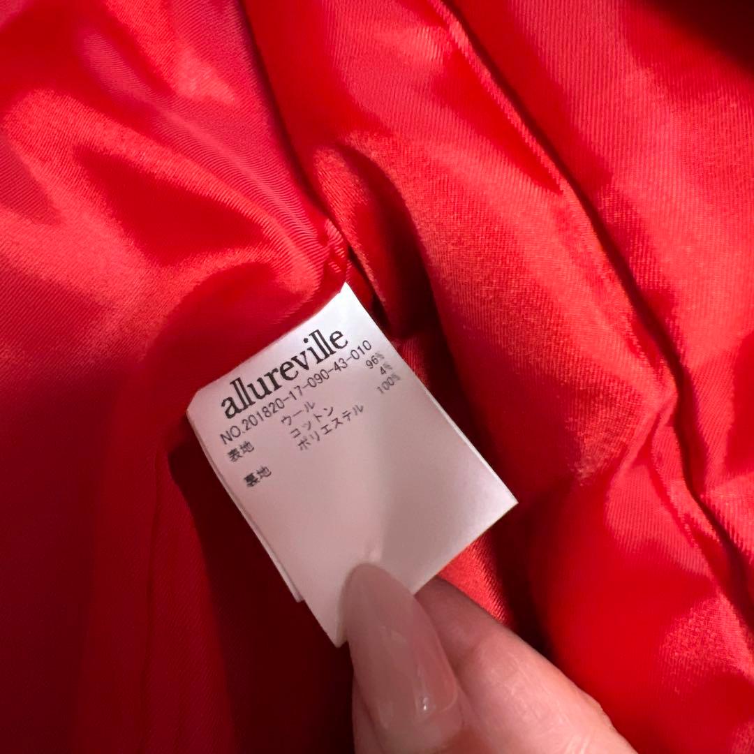 アルアバイル アウター コート 赤 オレンジ 朱色 スタンドカラー ウール アルアバイル アウター コート 赤 オレンジ 朱色 スタンドカラー ウール