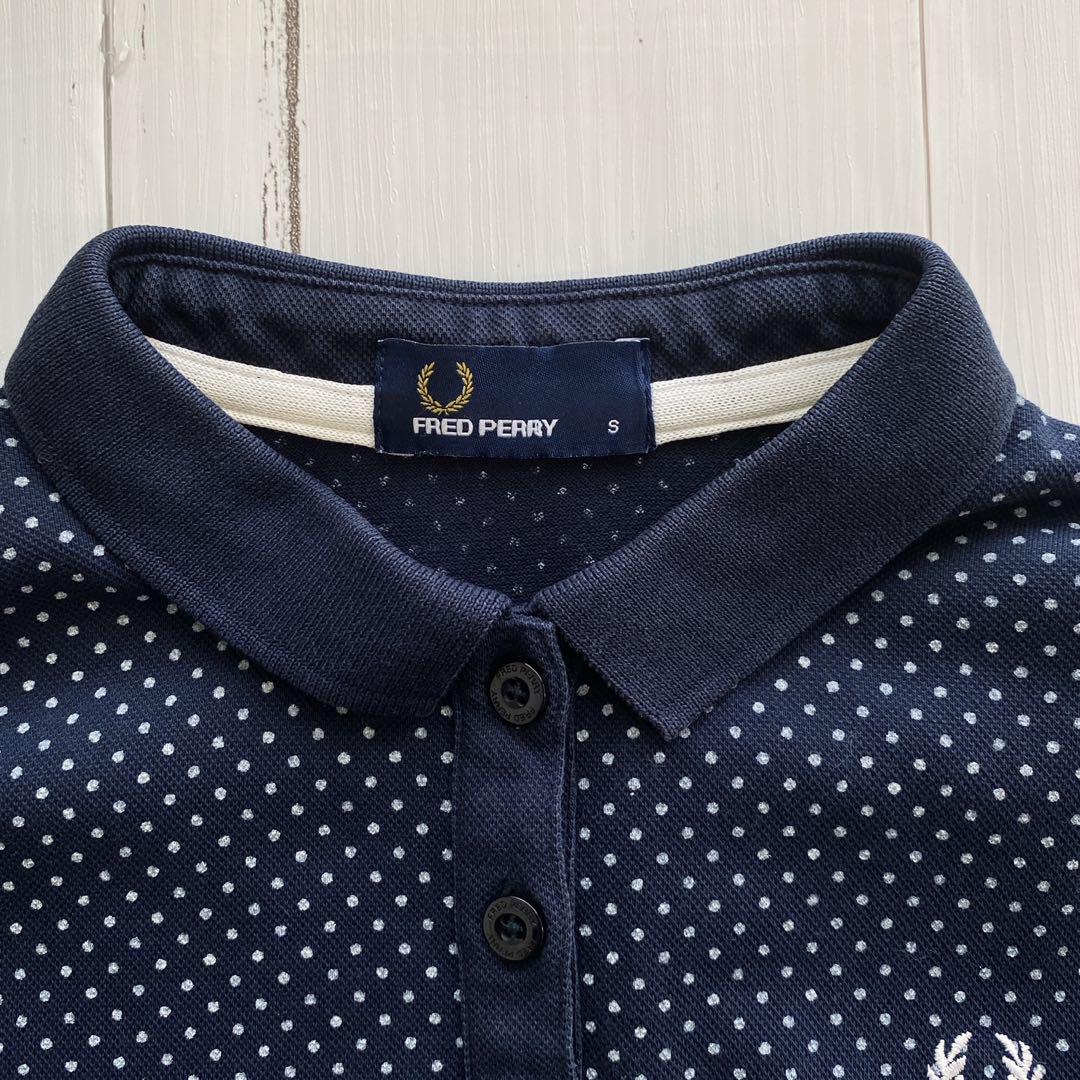 FRED PERRY ネイビー ドット柄 ポロシャツ 水玉 - メルカリ