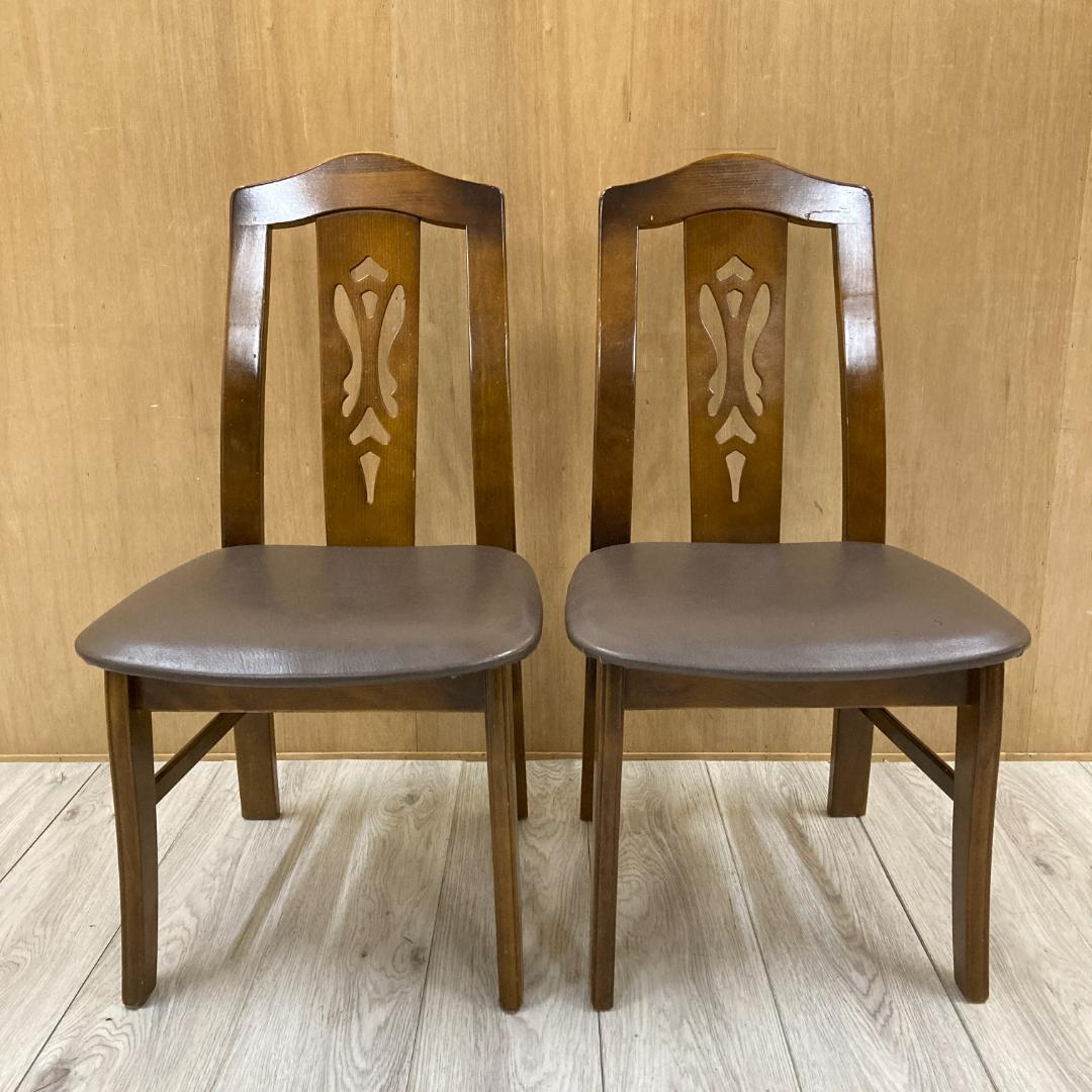 【カリモク】コロニアル　透かし彫り　ダイニングチェア　椅子　２脚セット