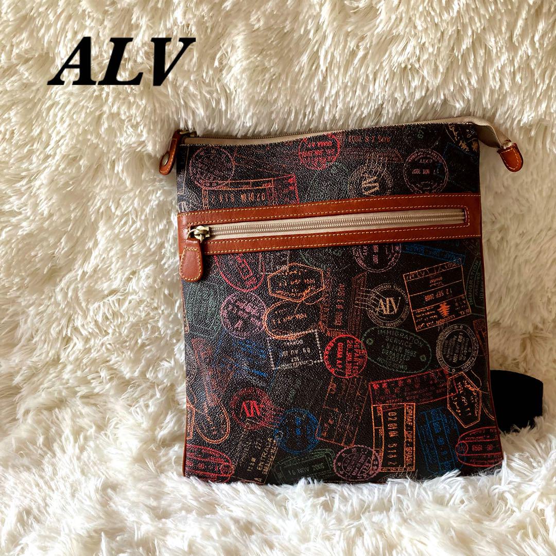 ［美品］ALVイタリア カラフルスタンプデザインショルダーバッグ
