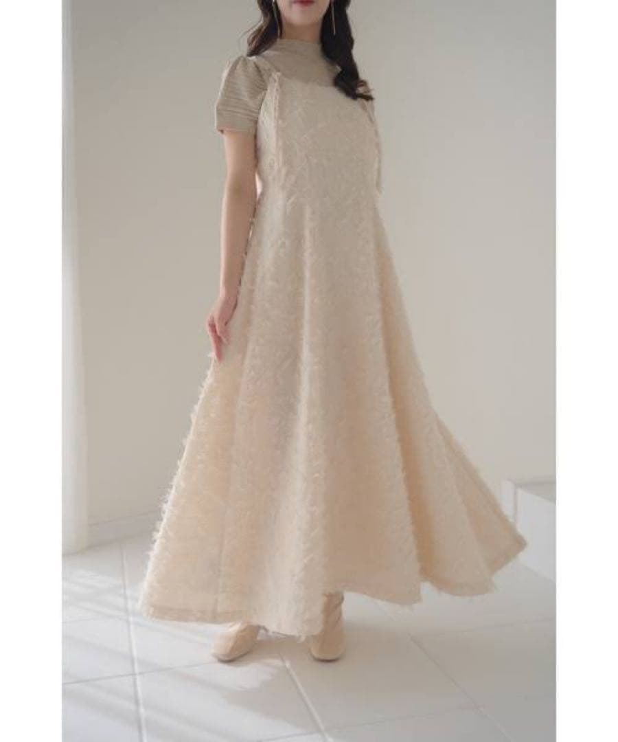 mellowneon ノットジャガードフレアキャミワンピース　アイボリー