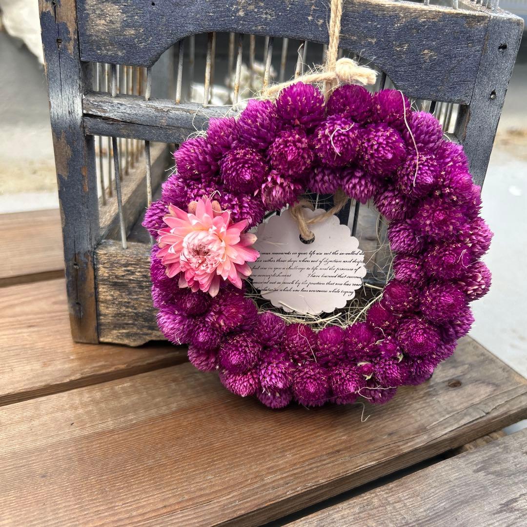 ハンドメイド♡ミニリース❤️千日紅パープル系♪483 - メルカリ