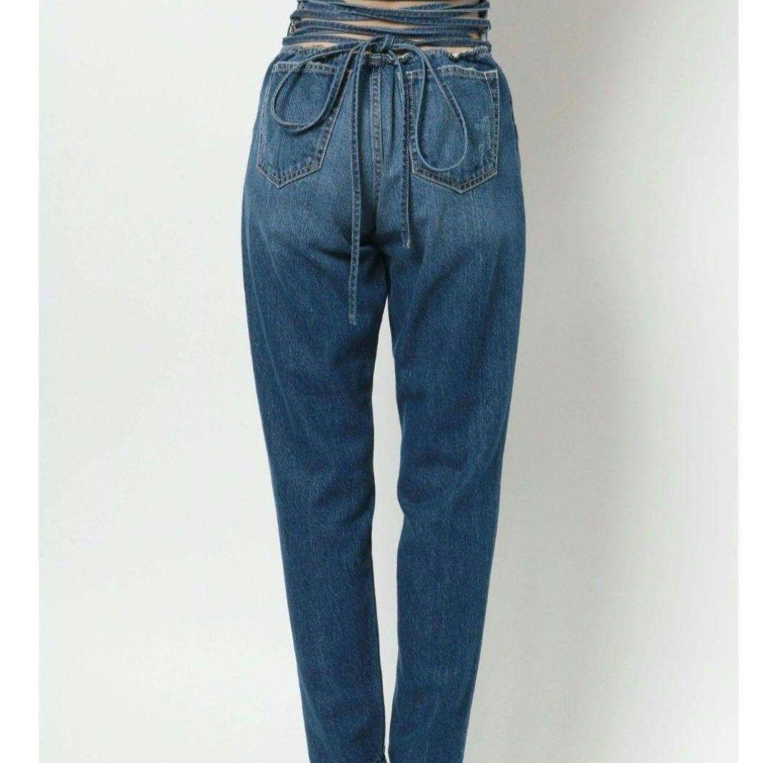 バックレースアップデニムジャンパー♡新品タグ付き GYDA ハイウエスト BACK レースアップ ペグトップ デニム - メルカリ