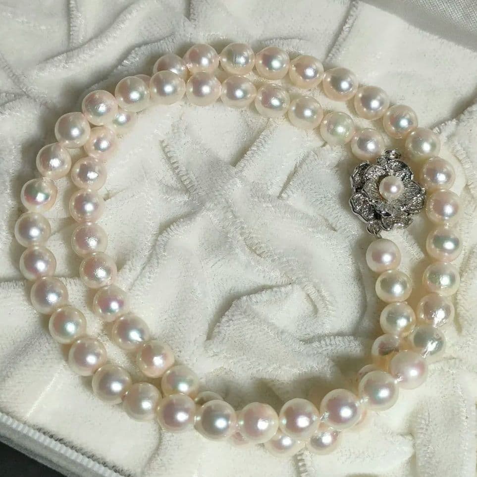 【照り強】SV あこや真珠 パールネックレス 6.1〜6.5mm パールホワイト