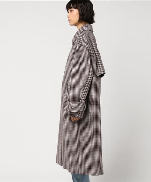 チェック柄ロングコート