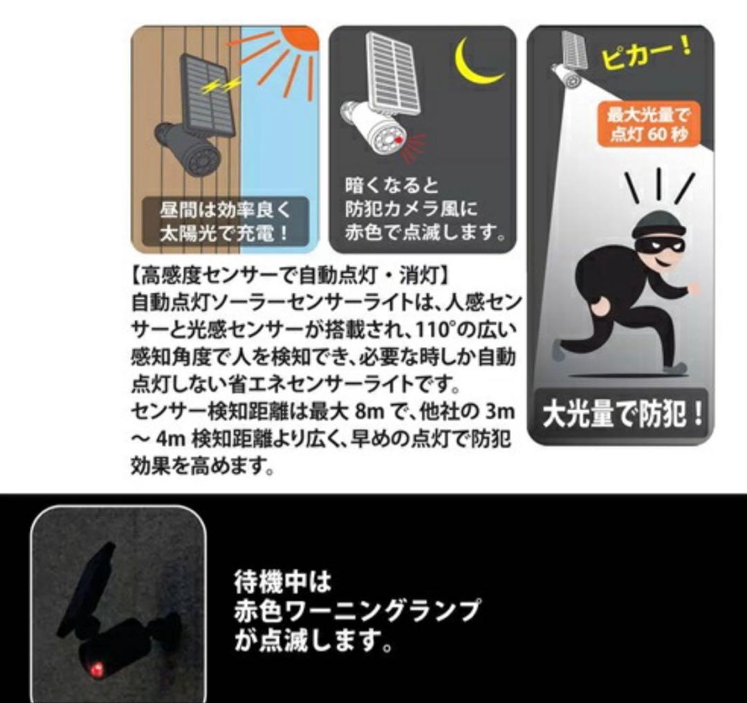 ソーラーセンサーライト ダミーカメラ型