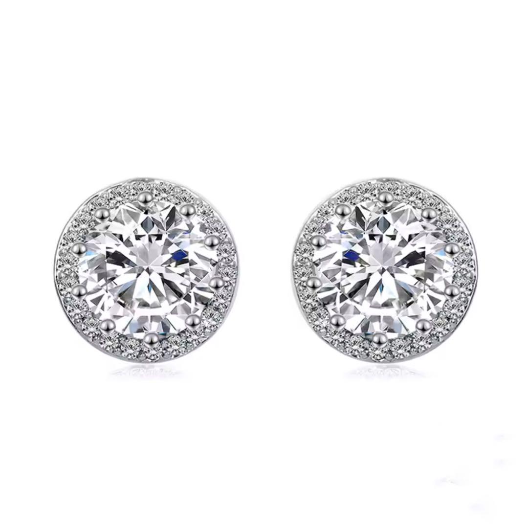 099ps【高品質】 ダイヤピアス　CZ　S925　シルバー　プラチナコート 099ps【高品質】 ダイヤピアス CZ S925 シルバー プラチナコート