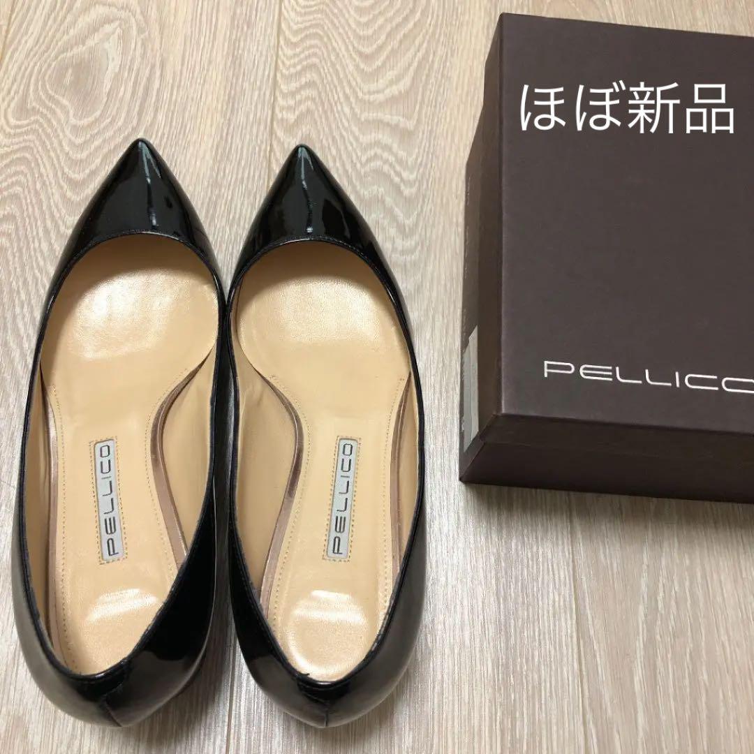 ペリーコ 38 黒 パテント チャンキーヒール