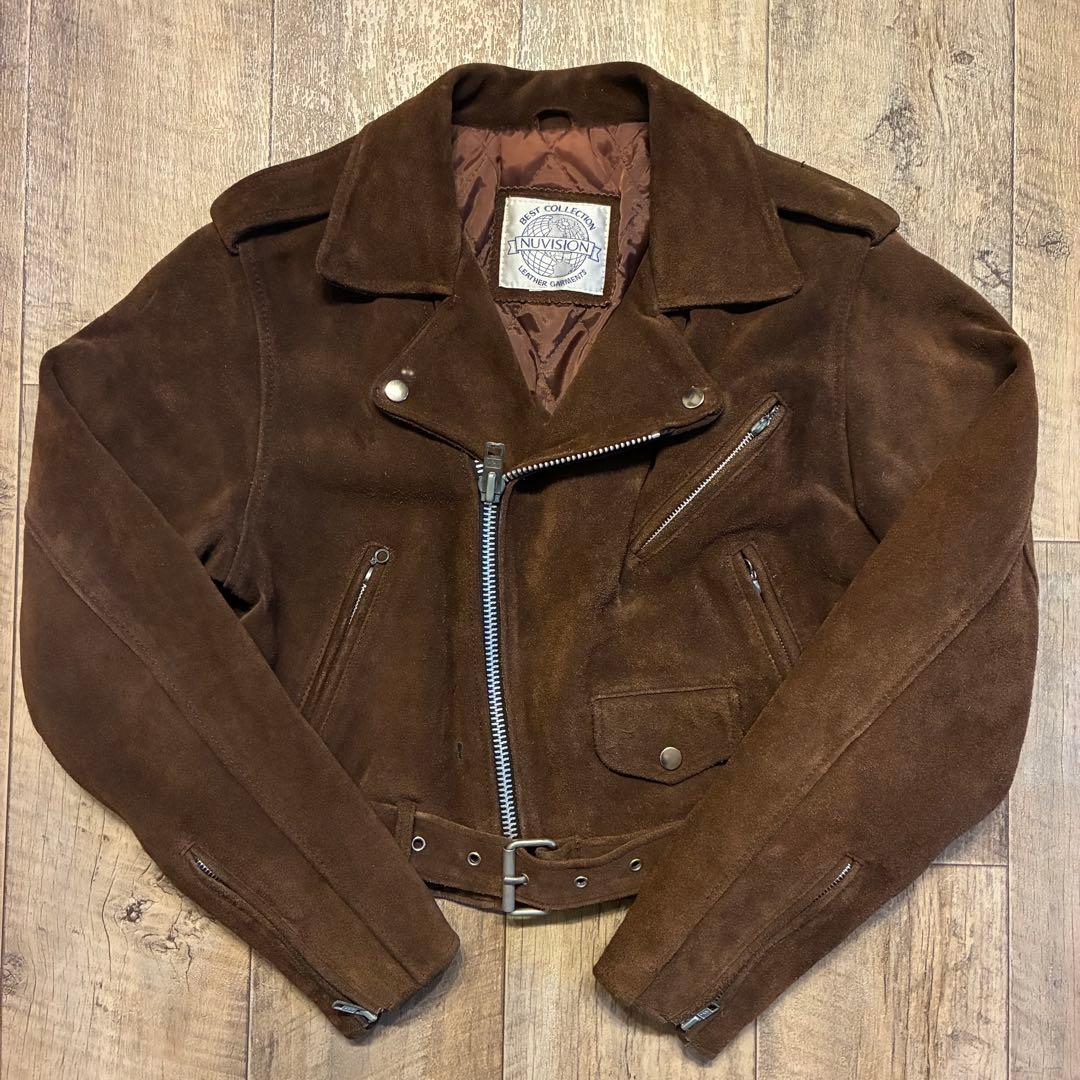 NUVISION ブラウン スエード ダブルライダースジャケットM VINTAGE
