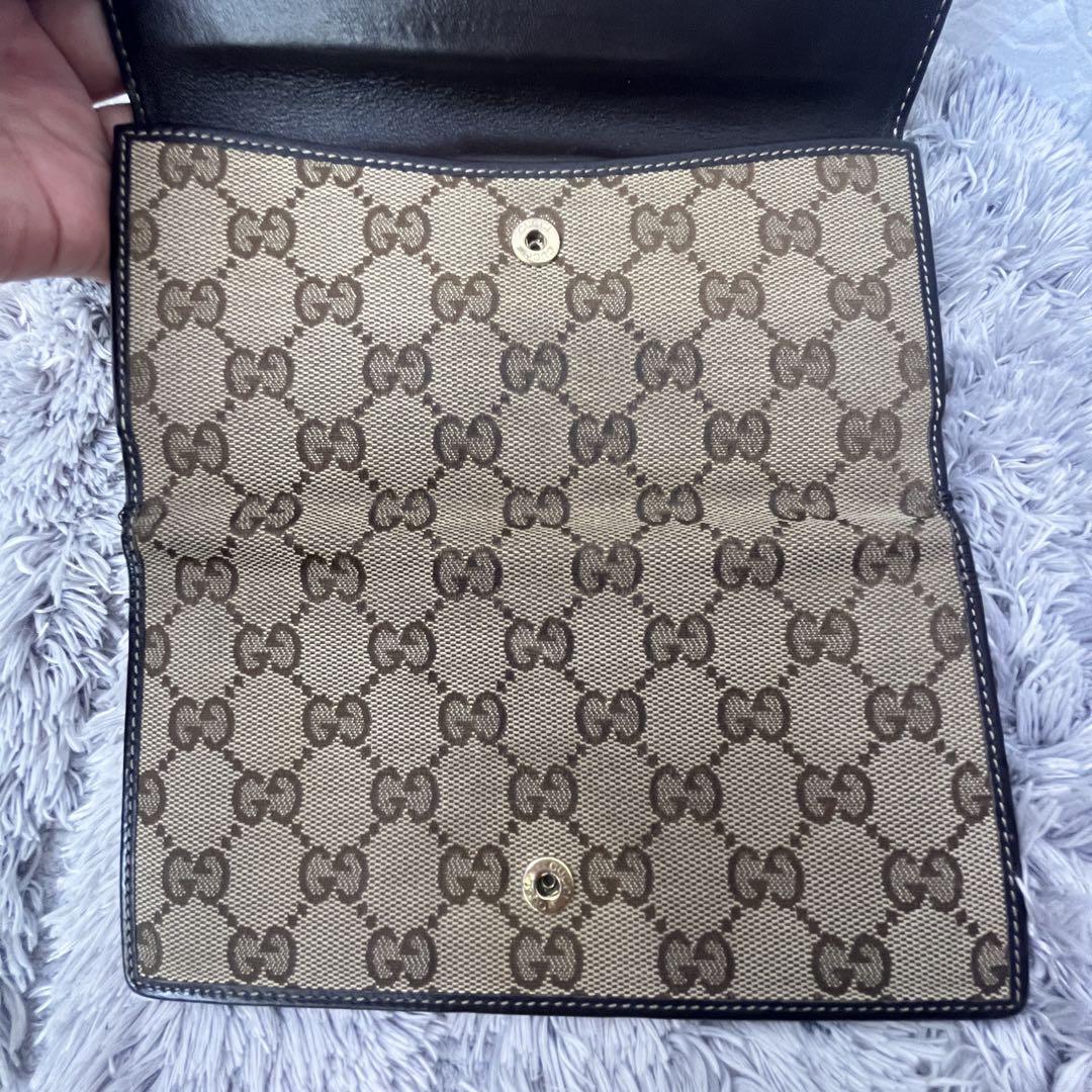 良品✨GUCCI 長財布　ラブリーハート　GGキャンバス ダークブラウン