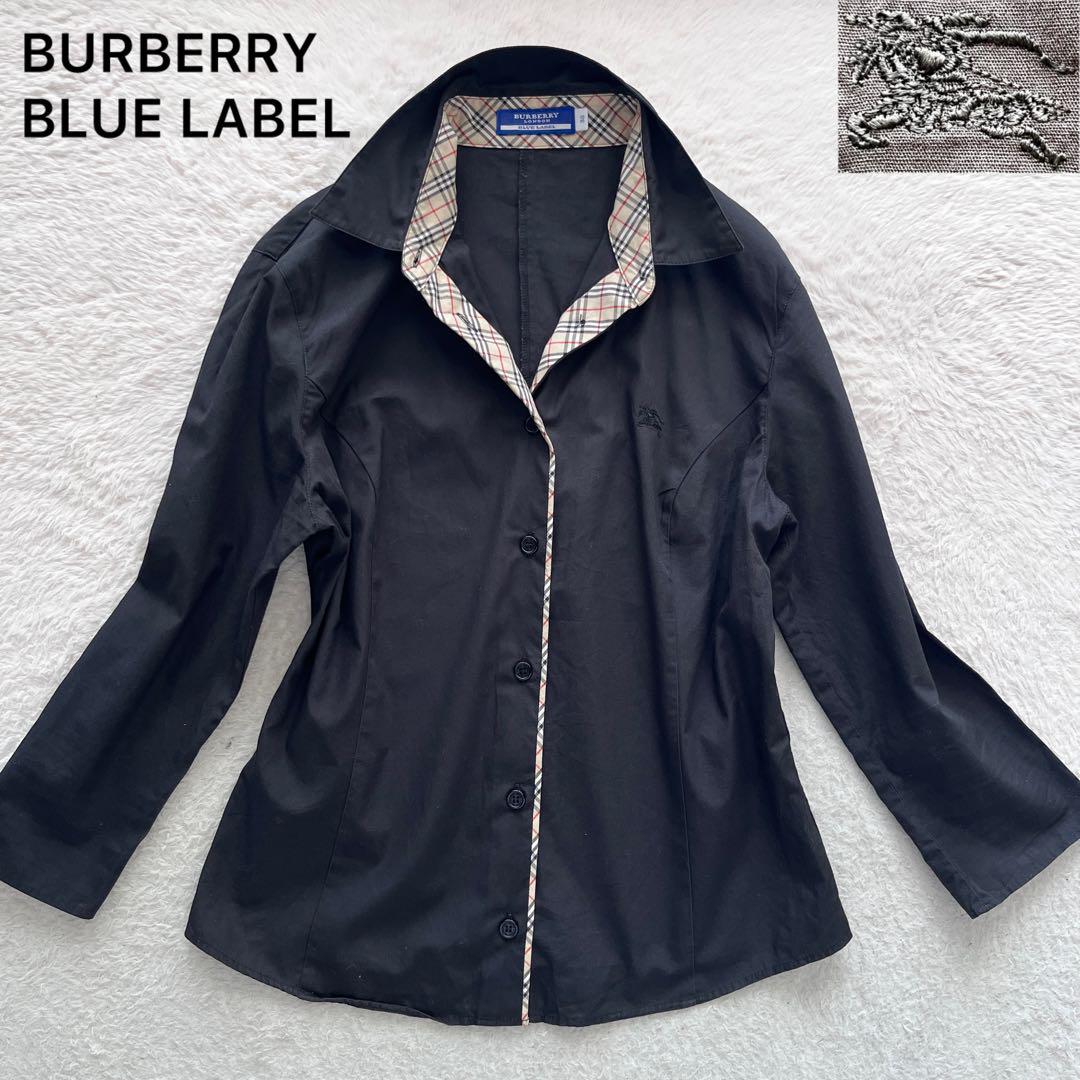 BURBERRY BLUELABEL　ブラウス　ホースロゴ　シャドーチェック　M BURBERRY ブルーレーベル ブラウス シャツノバチェック