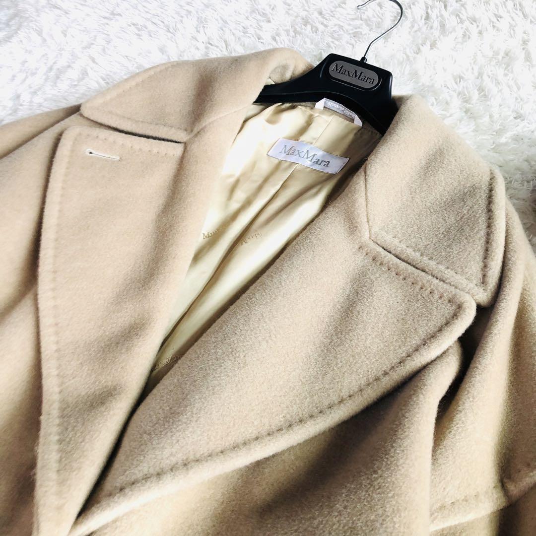 Max Mara カシミヤ ウール コート 白タグ ホワイト系 極美品✨マックスマーラ ウールコート カシミヤ混 ダブル 白タグ
