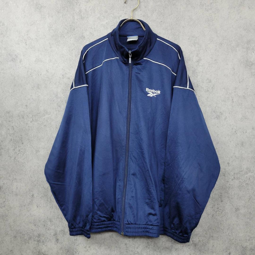 古着 リーボック 刺繍 ライン ジャージ トラックジャケット ネイビー 90s