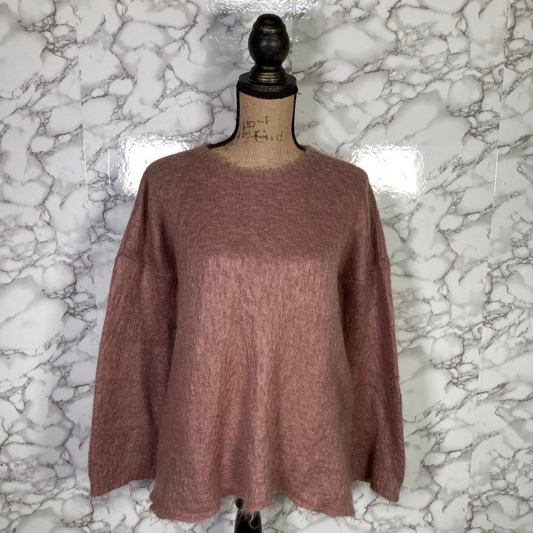MaxMara　（M）　オーバーサイズ　モヘア混ニットセーター　ピンク系