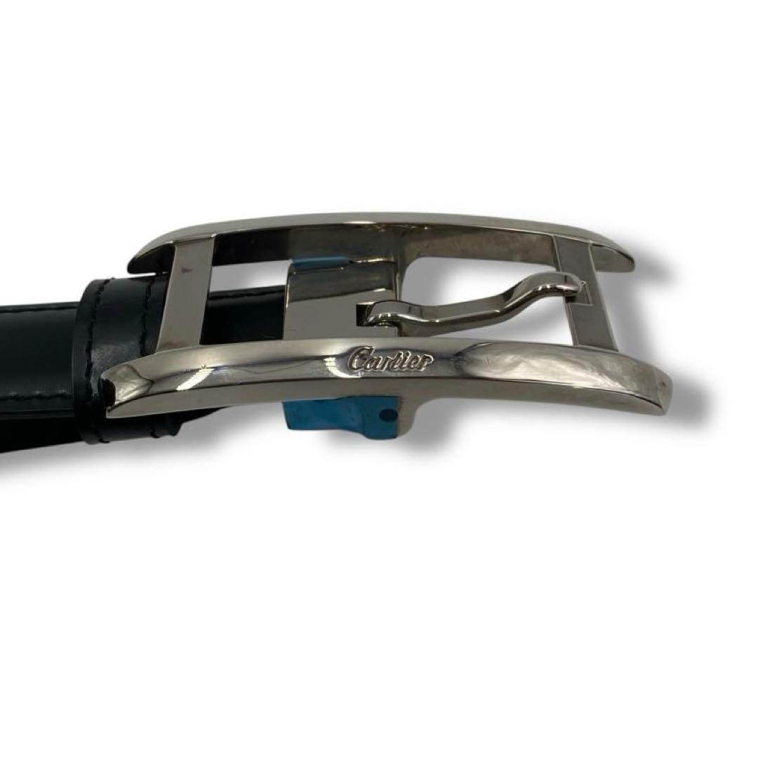 美品 Cartier カルティエ タンク ベルト シルバー ブラック レザー 黒