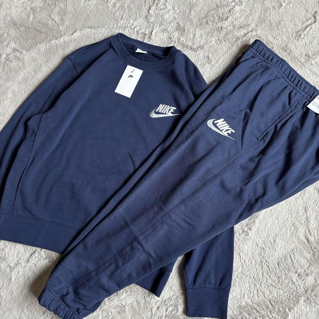新品 NIKE セットアップ ネイビー 刺繍ロゴ 紺色 スウェット XL
