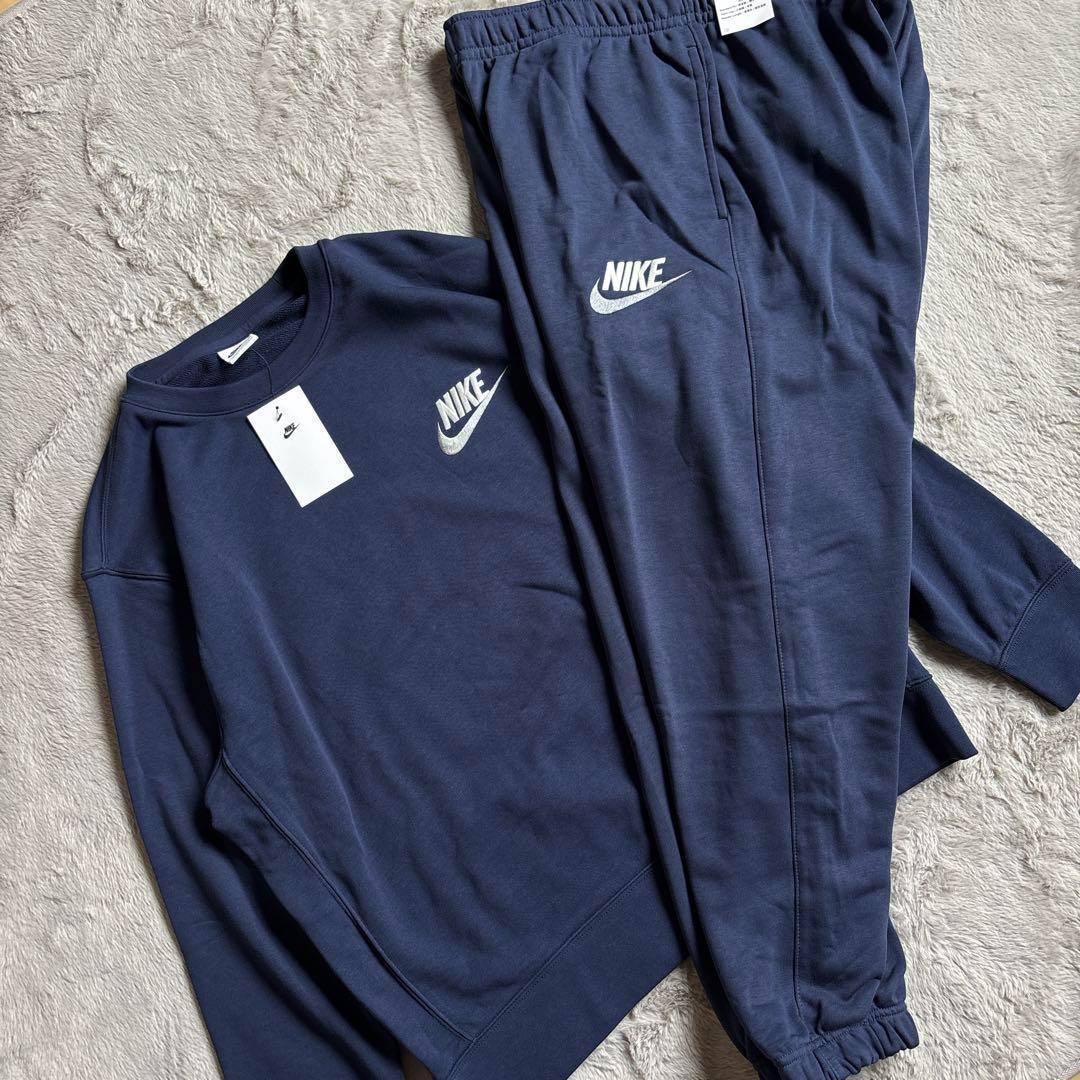 新品 NIKE セットアップ ネイビー 刺繍ロゴ 紺色 スウェット XL