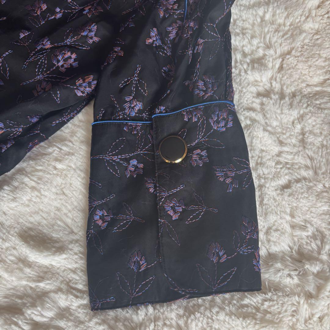 インプロセストーキョー 花柄 総刺繍 七分袖 ロングワンピース