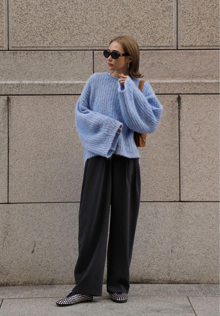 【rinorino】ELLIE タックアジャストパンツ GRAY Sサイズ ELLIE タックアジャストパンツ GRAY／サイズS】試着のみ、新品