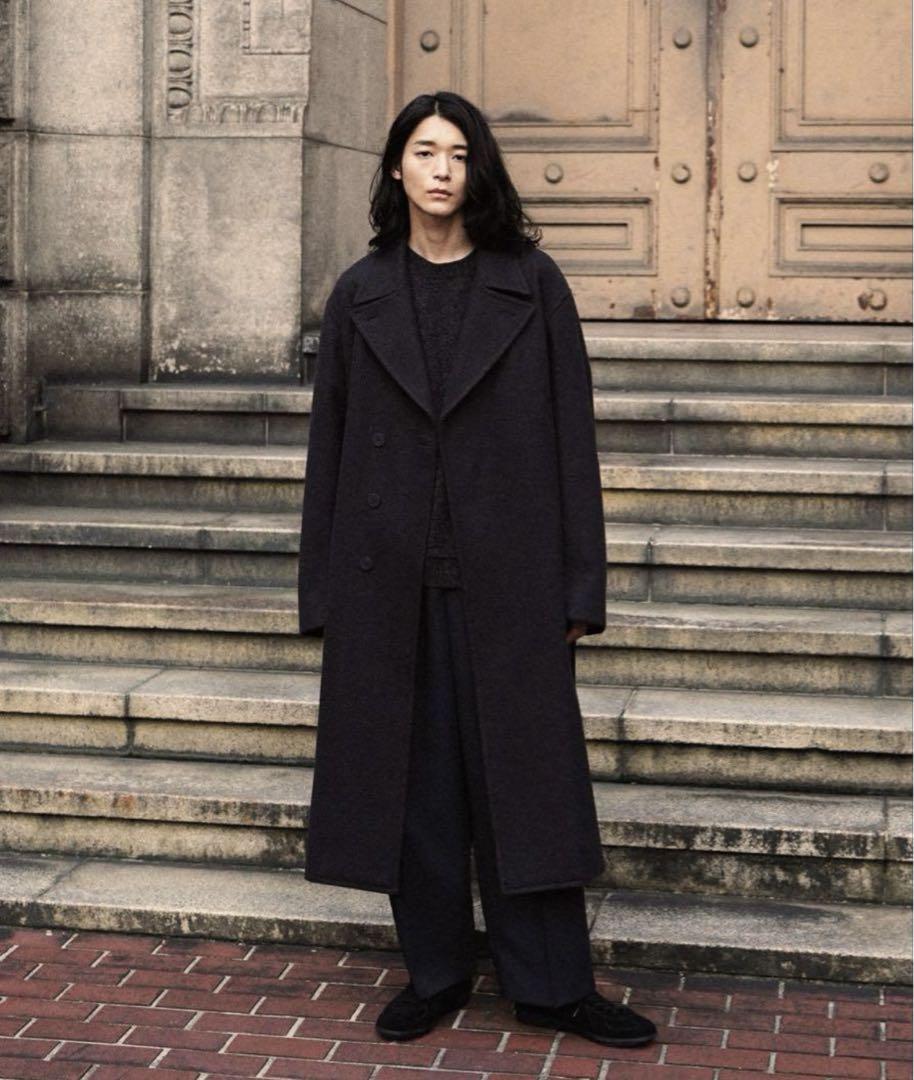 WYM SMOOTH HERRINGBONE MAXI OVER COAT M - チェスターコート安価