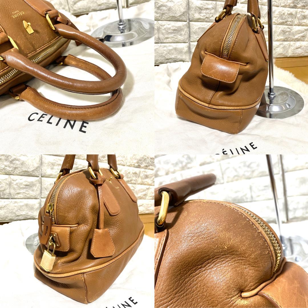 CELINE ブラウンレザーボストンバッグ - メルカリ