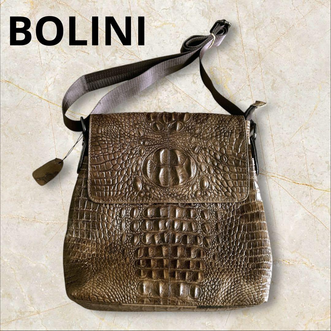 BOLINI/ボリニ 最上級牛革使用・クロコダイル型押しショルダーバッグ