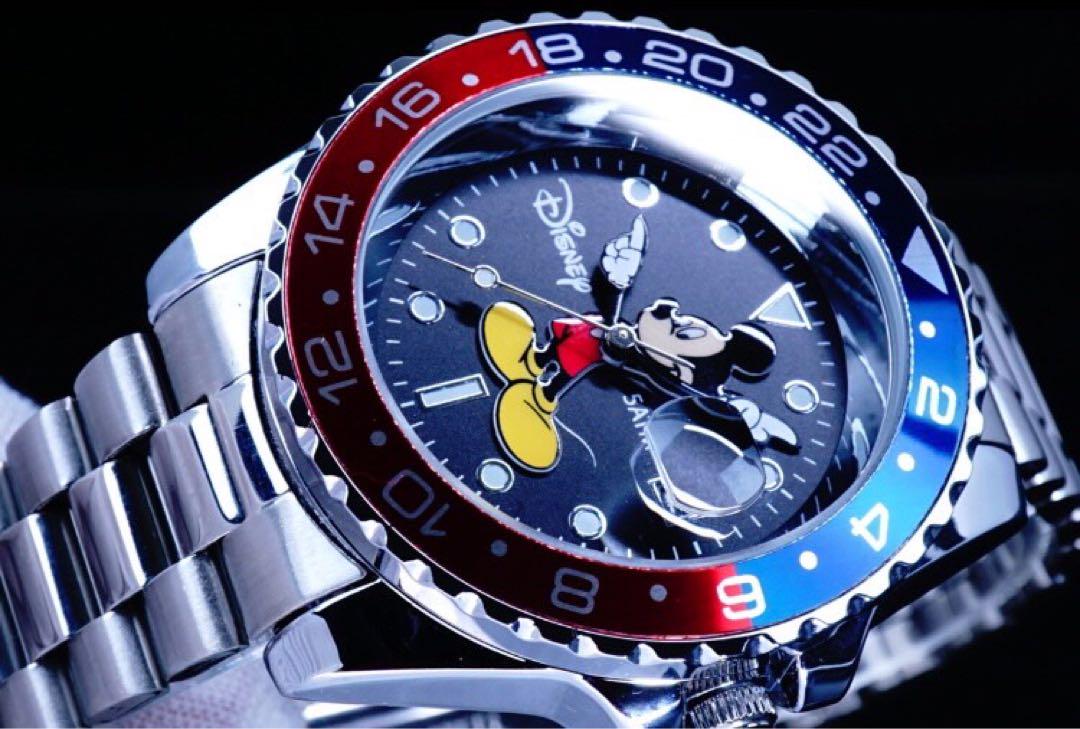 ミッキーマウス時計/PepsiペプシカラーミッキーGMTマスター/5気圧新品 ミッキーマウス 腕時計 Disney MICKEY ディズニー ウォッチ GMT