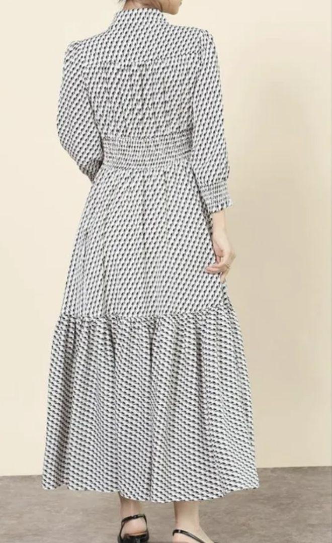 新品　フェンネルFENNEL　フロントリボンフレアーギャザーワンピース