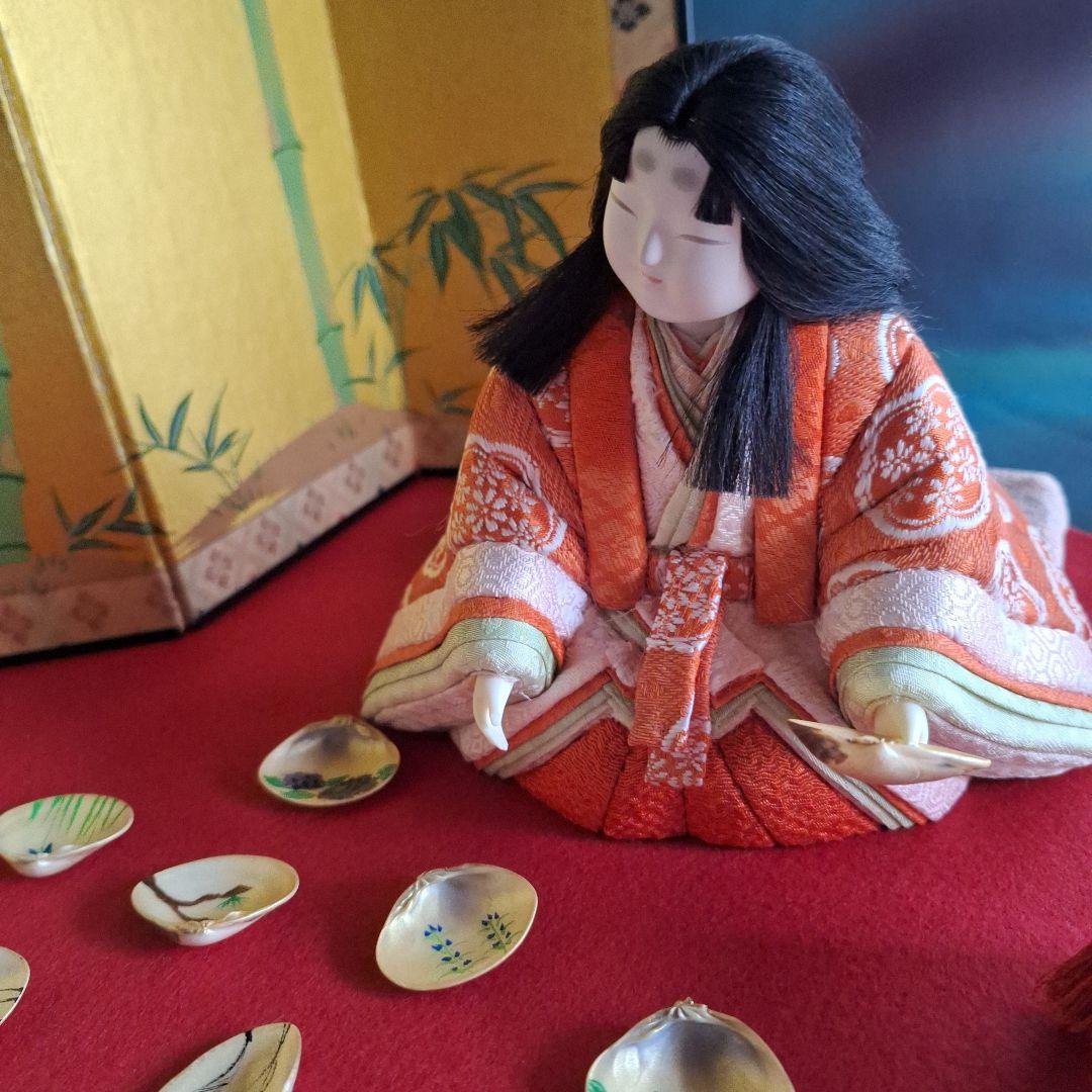 貝合わせ、木目込み人形、屏風、梅の花、お琴