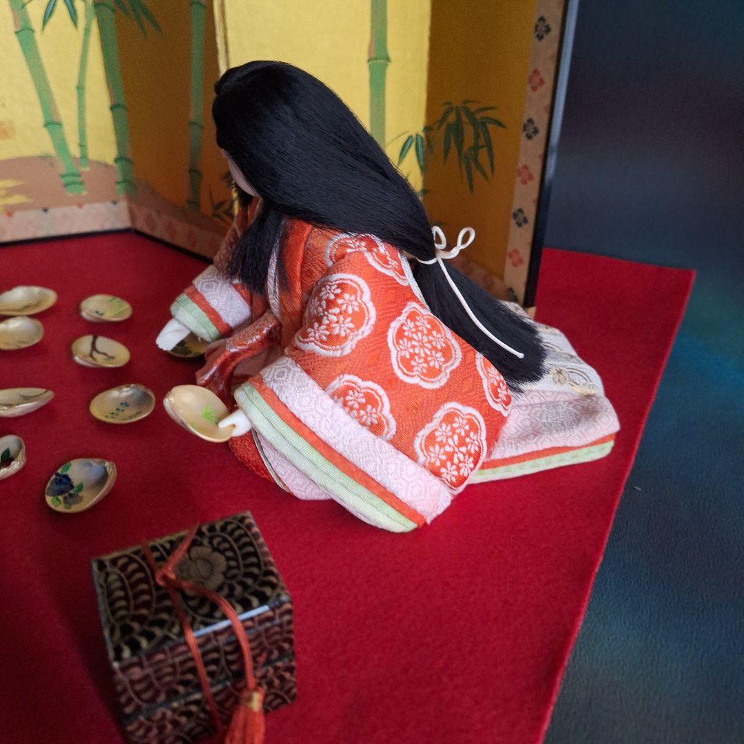 貝合わせ、木目込み人形、屏風、梅の花、お琴