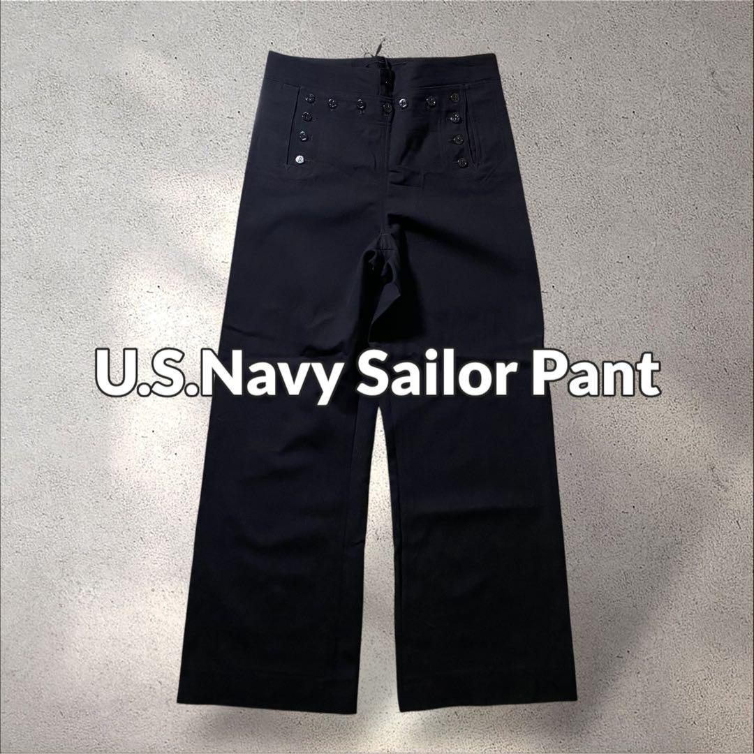 米海軍USNAVYウールセーラーパンツ ブラックフレアベルボトム33R