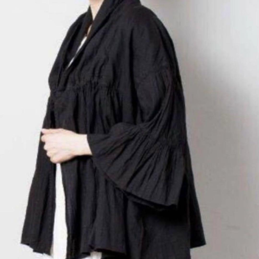 nest Robe リネンワッシャーギャザーブラウスベージュ 美品】ネストローブ/リネンワッシャーギャザーブラウス/羽織/麻
