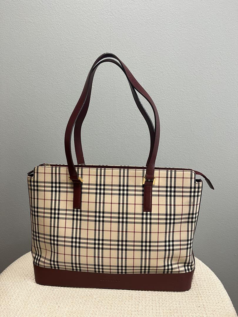 BURBERRY バーバリー トートバッグ ノバチェック レザー ボルドー