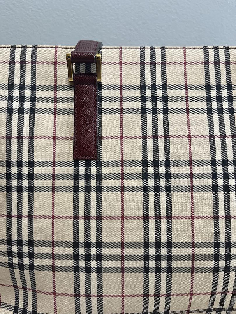 BURBERRY バーバリー トートバッグ ノバチェック レザー ボルドー