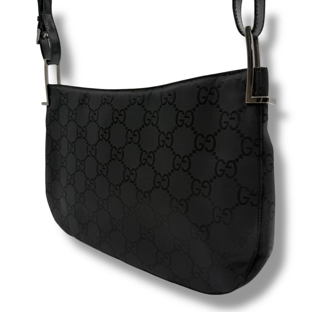 美品✨グッチ 698 ハンドバッグ ワンショルダー GG シルバー金具 黒