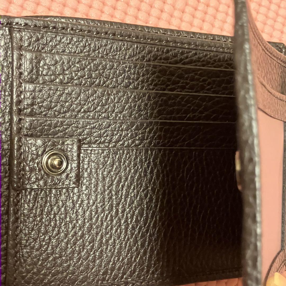 ★高機能！★グッチ GUCCI 本革 二つ折り財布 ダークブラウン 217041