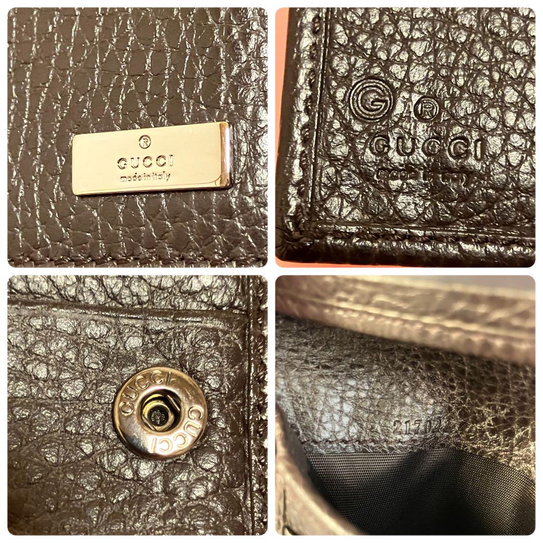 ★高機能！★グッチ GUCCI 本革 二つ折り財布 ダークブラウン 217041