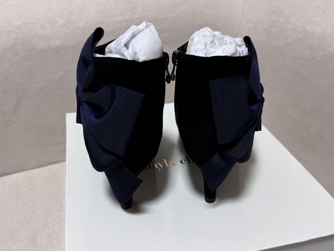 種類豊富な品揃え mayla リボン付きブーティ 黒 classic 靴