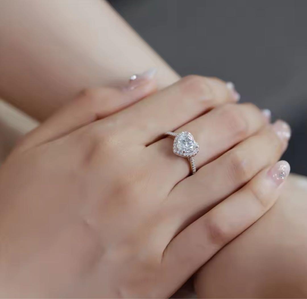 【500円引きクーポン】 最高品質♡ハートシェイプ モアサナイト エタニティリング 1 アクセサリー