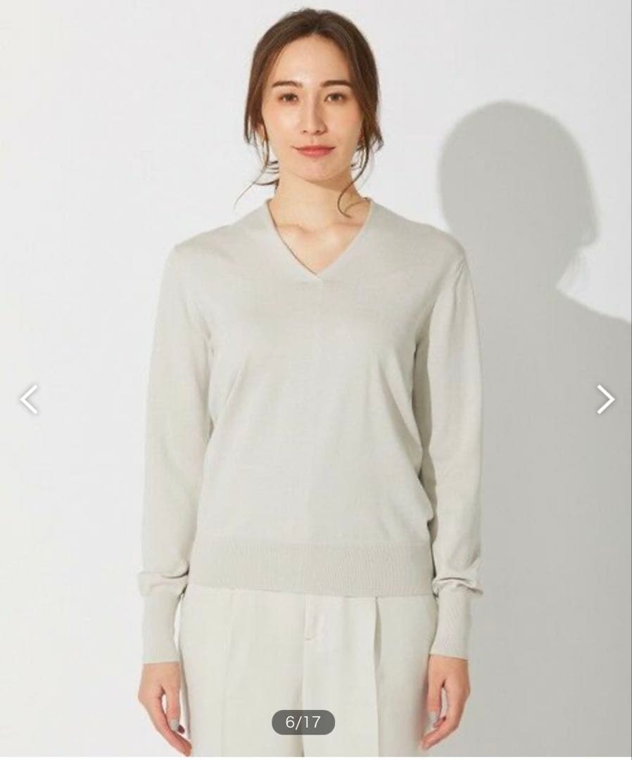 自由区【洗える】ストレッチシルクコットン プルオーバーニット 自由区【洗える】ストレッチシルクコットン プルオーバーニット