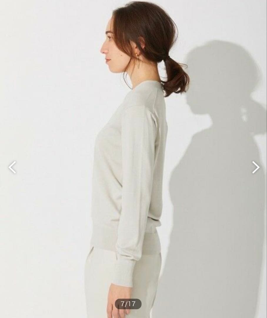 自由区【洗える】ストレッチシルクコットン プルオーバーニット 自由区【洗える】ストレッチシルクコットン プルオーバーニット